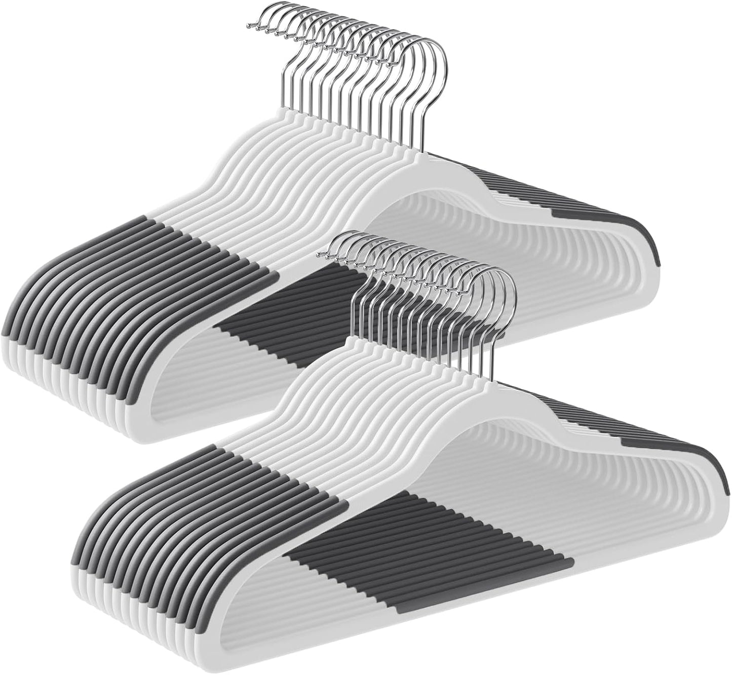 Clothes Hangers, Pack of 50 Plastic Coat Hangers, Space-Saving, Light Gray and Dark Gray UCRF50G