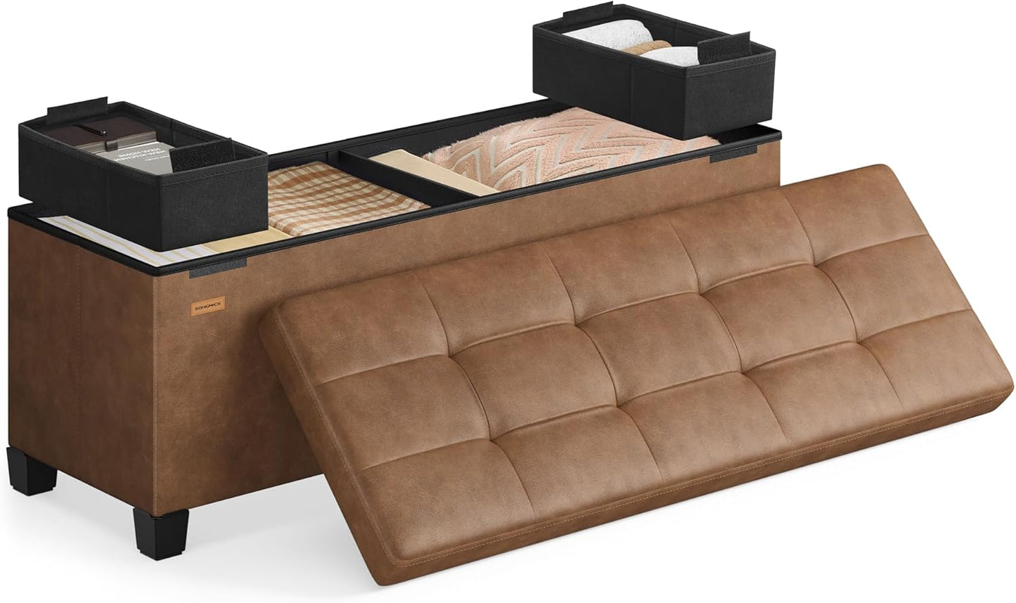 Storage Ottoman, Cube Ottoman with Legs, 15 X 15 X 15.7 Inches, Footstool, Footrest, 10 Gal. (37 L), Synthetic Leather, for Bedroom, Living Room, Dorm, Ink Black ULSF0512B02