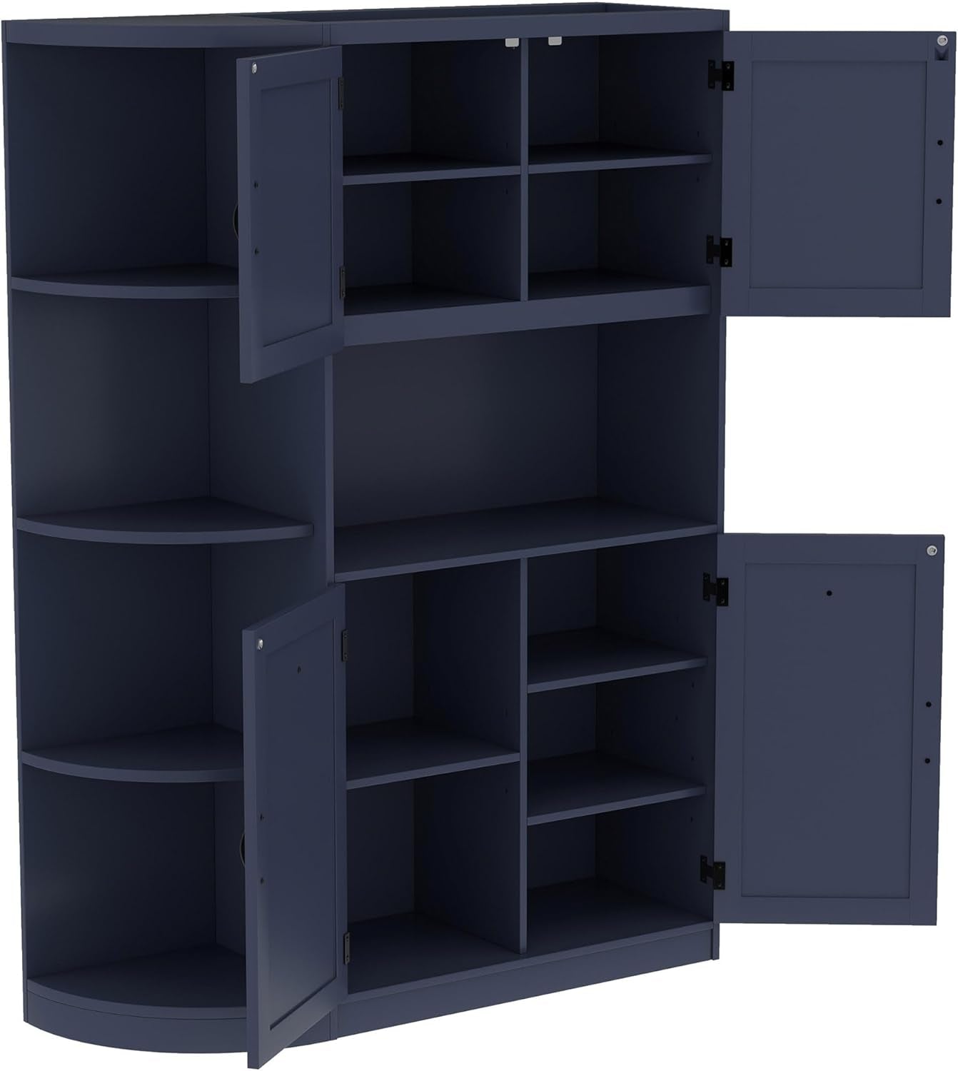 Hall Tree with Storage Cabinet, Hall Tree with 4 Hooks, Storage Cabinet for Living Room, Hallway, Enterway, Antique Blue