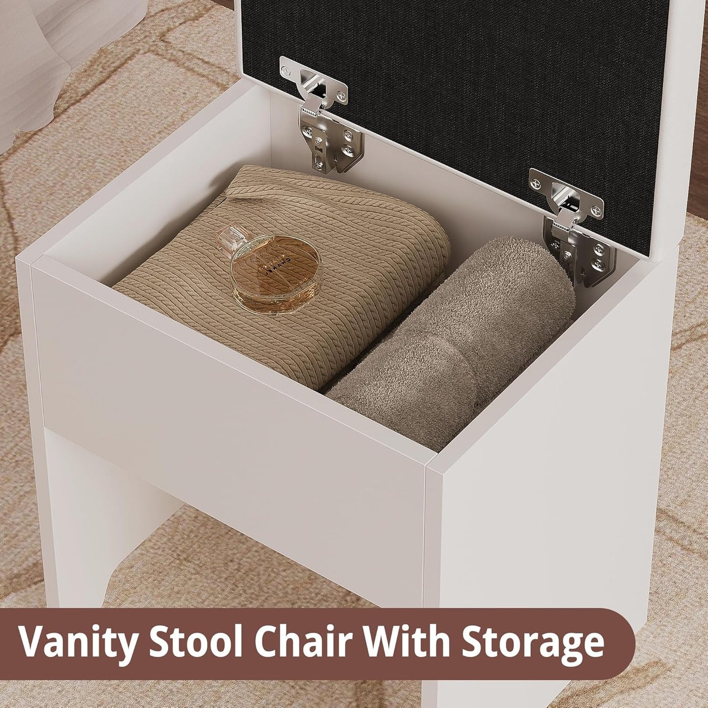 46'' Makeup Vanity Set with LED Mirror & Power Outlet - 11 Drawers, Glass Top, Dressing Table with Storage Bench for Bedroom, 3 Lighting Color Adjustable, White