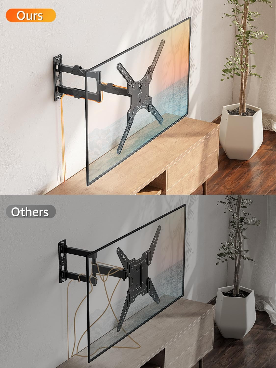 TV Wall Mount for Most 26-60 Inch Tvs, Swivel and Tilt Full Motion TV Mount with Single Stud Perfect Center Design, Wall Mount Bracket Max VESA 400X400Mm, Corner Mount Holds up to 77 Lbs.