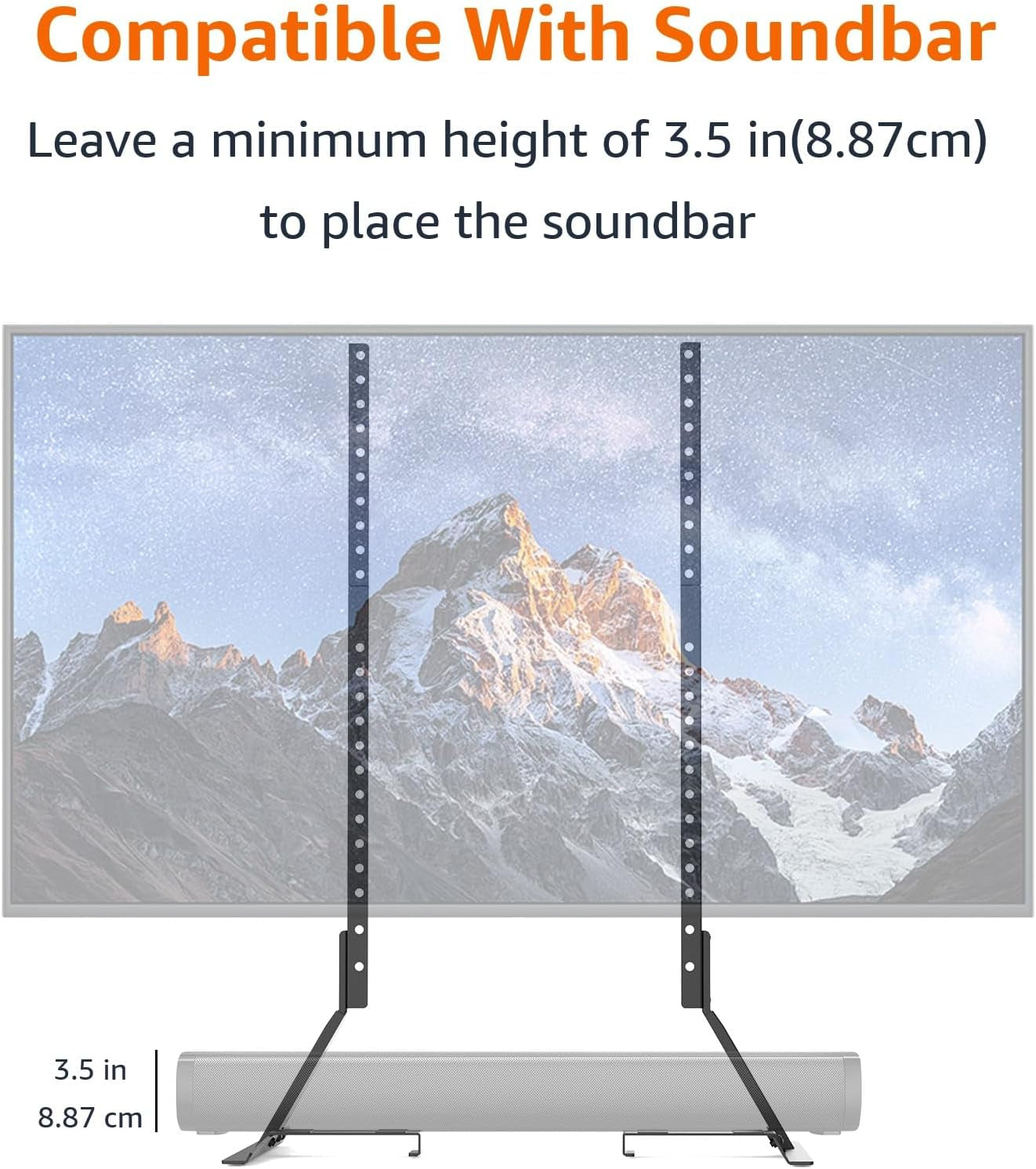 Universal TV Stand, Black - Height Adjustable up to 77 Inch, Compatible with Soundbars, Hold up to 80 Lbs