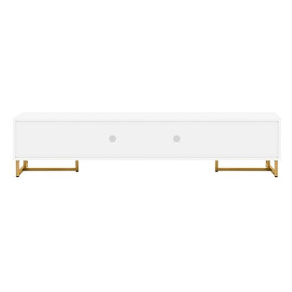 Modern TV Stand with Drawers for TVs up to 75'', Media Console Storage Cabinet Entertainment Center Furniture for Living Room Bedroom, Gold Metal Legs, 70.9-Inch, White