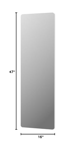 Door Mirror Full Length, 47"x 16" Full Body Over The Door Hanging Wall Mounted Mirror for Bedroom, Living Room, Cloakroom, Round White