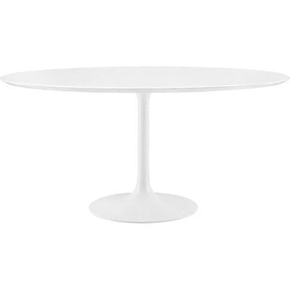 60-Inch Mid-Century Modern Round Dining Table Sleek White Pedestal Base Stylish Kitchen Table Contemporary Minimalist Dining Room Furniture Spacious Breakfast Nook Durable Design