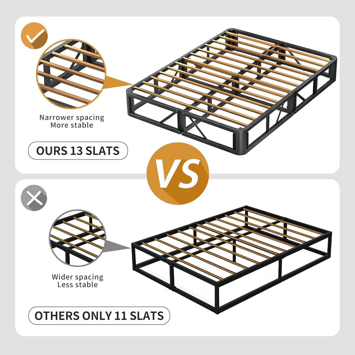 Box Springs King Size 10 Inch, High Profile King Box Spring 3500 Lbs Black Heavy Duty Metal Mattress Foundation with Easy Clean Fabric Cover, Easy Assembly