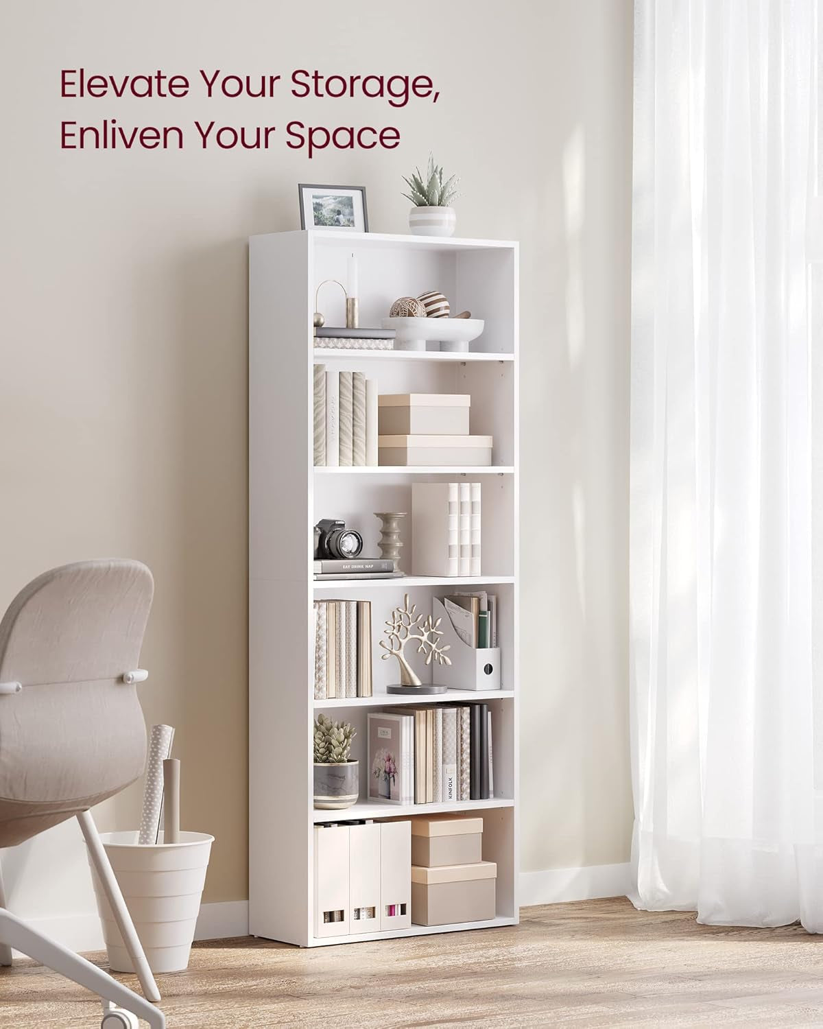 Set of 2 Bookshelves, 30 Inches Wide, 5-Tier Open Bookcases with Adjustable Storage Shelves, Floor Standing Units, Ebony Black ULBC175T56-2