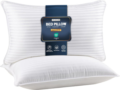Bed Pillows for Sleeping King Size (White), Set of 2, down Alternative Pillow for Sleeping, Cooling Hotel Quality Pillow Set for Back, Stomach or Side Sleepers