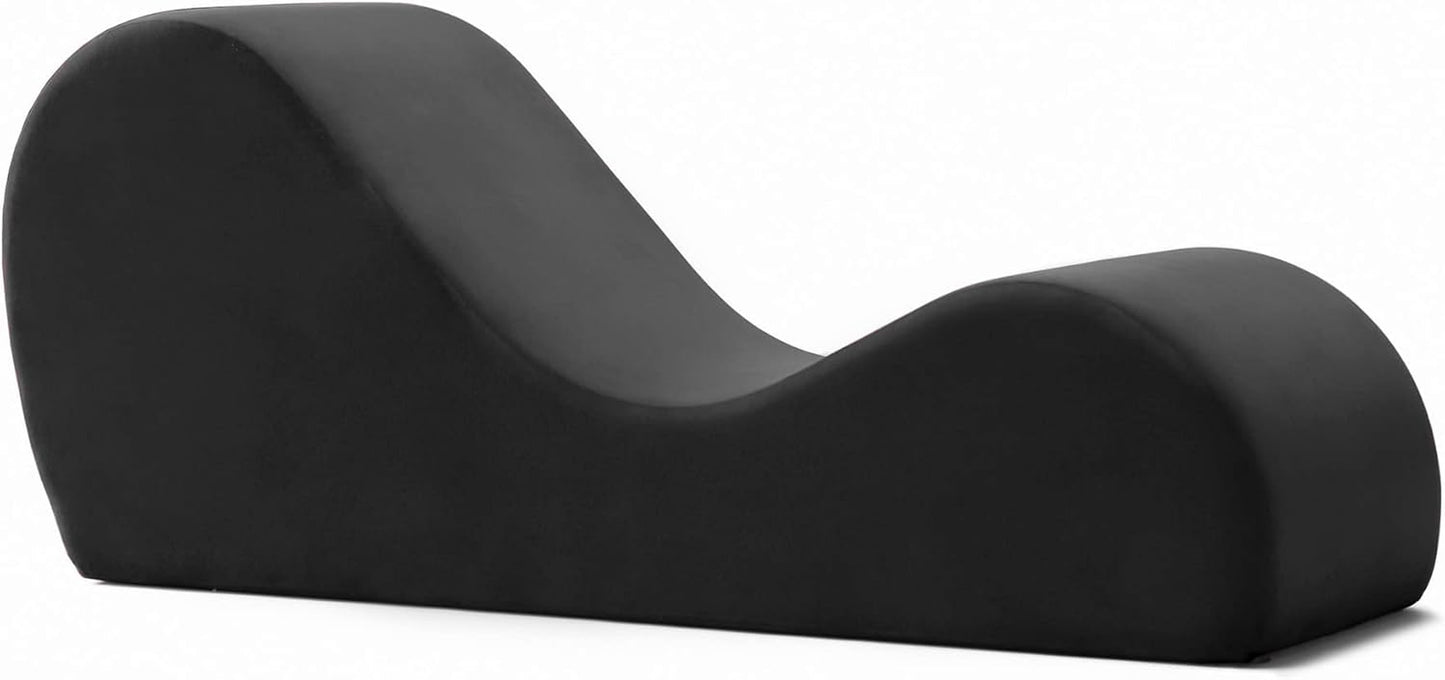 Sleek Chaise Lounge for Yoga - Made in the USA - Great for Stretching, Relaxation, Exercise & More, 60D X 18W X 26H Inch, Black