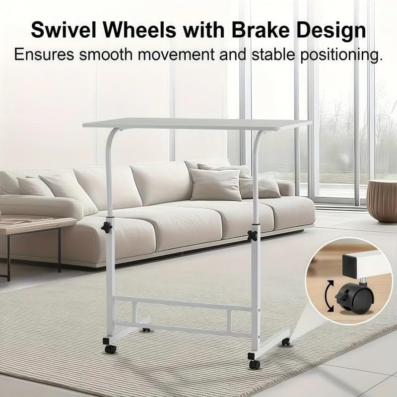 Mobile Height-Adjustable Computer Desk with Wheels, Movable Standing Desk, Height Adjustable, Suitable for Sofas, C-Shaped TV Tray Tables, and Laptop Trolley. (Cloth Color)