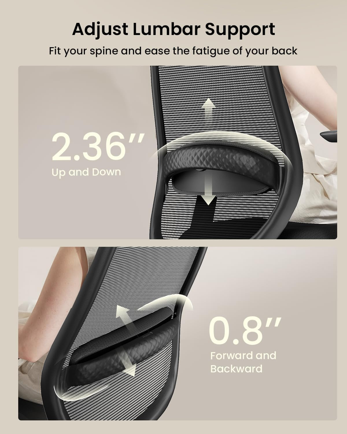 Ergonomic Office Chair – EC200 High-Back Mesh Computer Chair with Lumbar Support, 3D Adjustable Headrest & Sliding Seat for 8+ Hour Comfort, Big & Tall Home Office Desk Chairs - Black