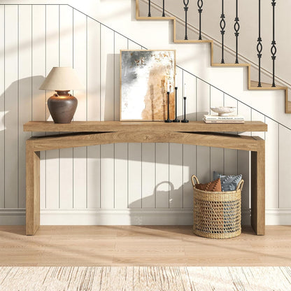 Console Table for Entryway Living Room, 63-Inch Wooden Rectangular Sofa Tables Narrow Long behind Couch, Large Farmhouse Foyer Entrance Table for Home, Hallway, Apartment, Natural Brown