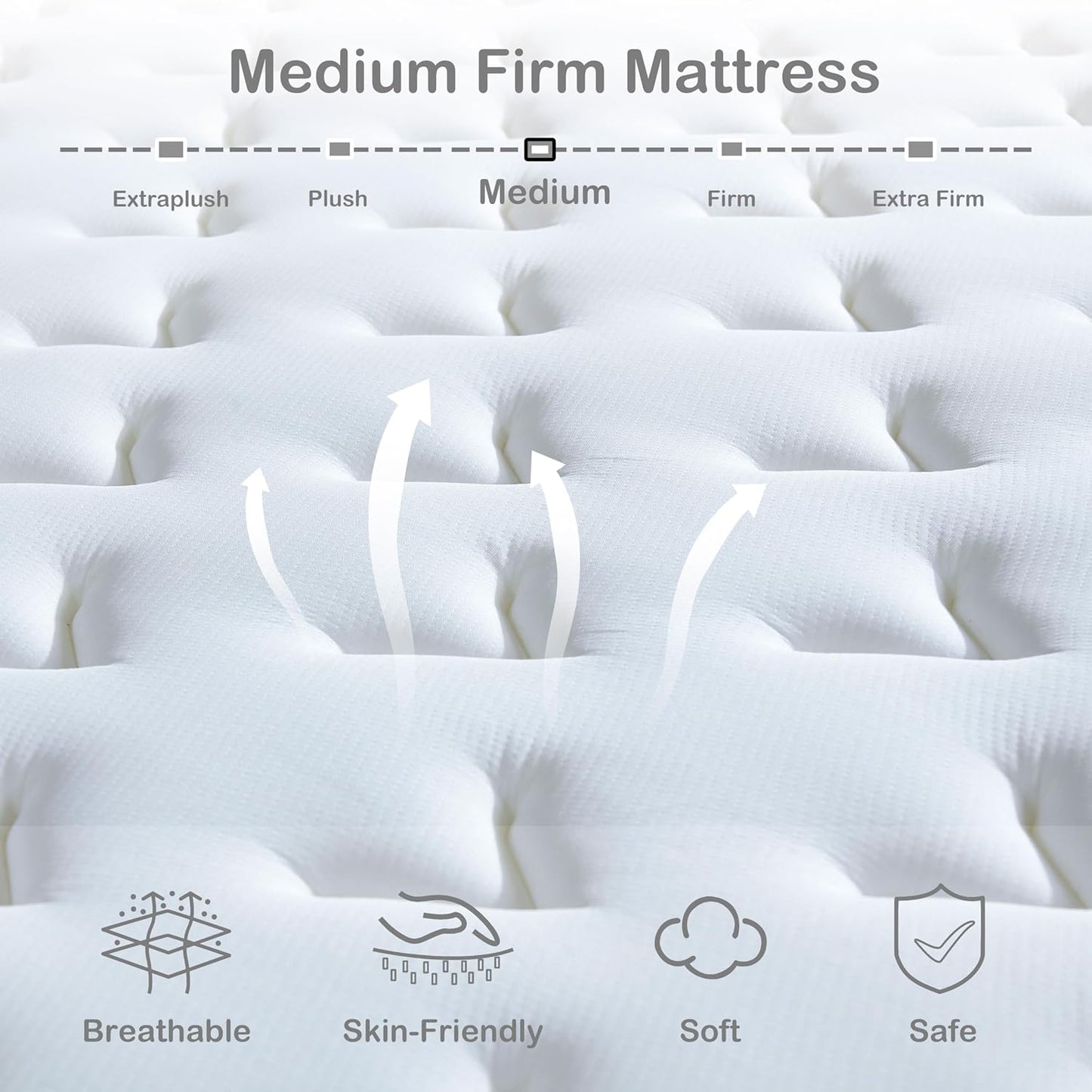 Queen Mattress 12 Inch, Medium Firm Hybrid with Memory Foam& Individually Wrapped Pocket Coils for Pressure Relief, Mattress in a Box, Certipur-Us Certified, Motion Isolation