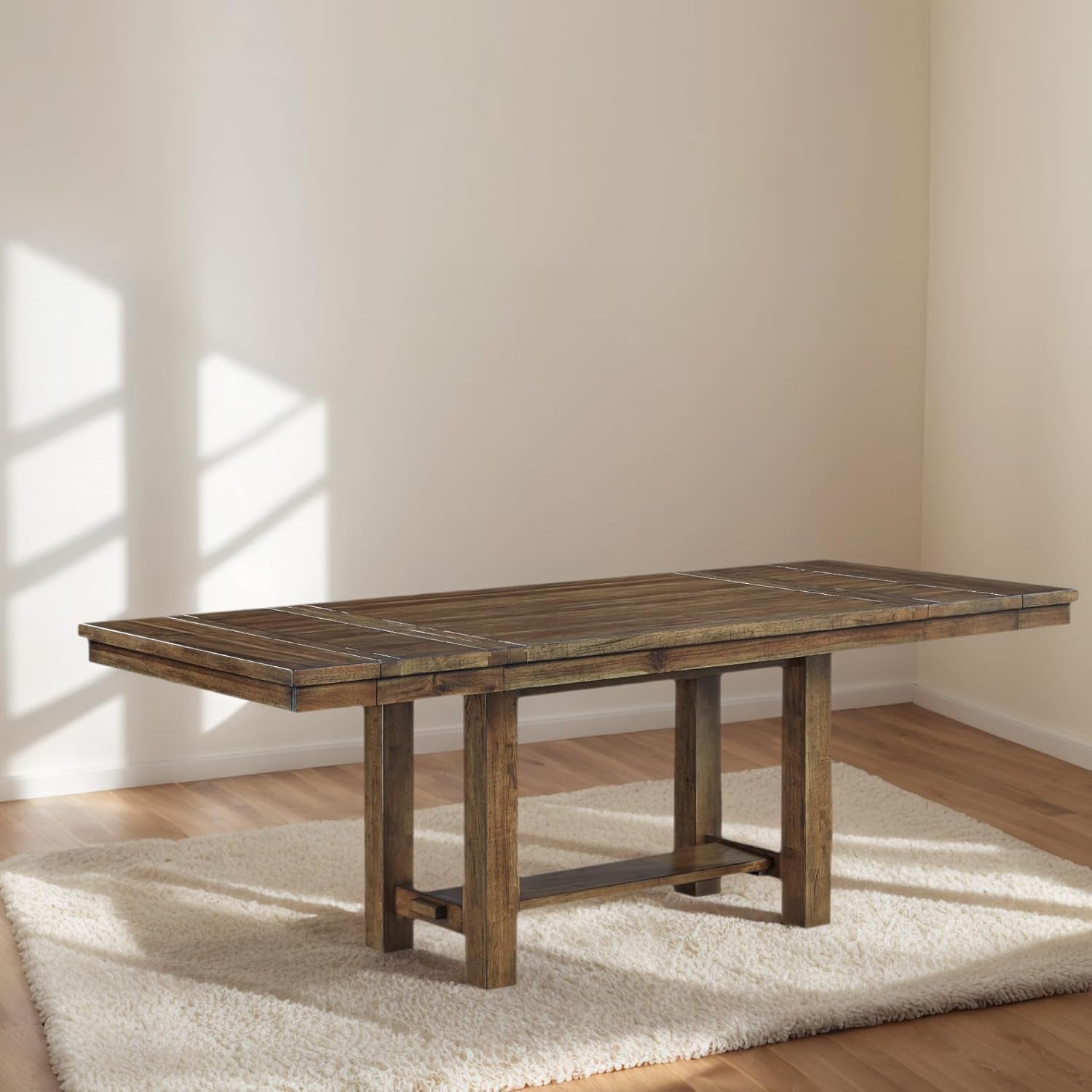 Moriville Farmhouse 36” X 30” Dining Extension Table, Seats up to 8, Brown