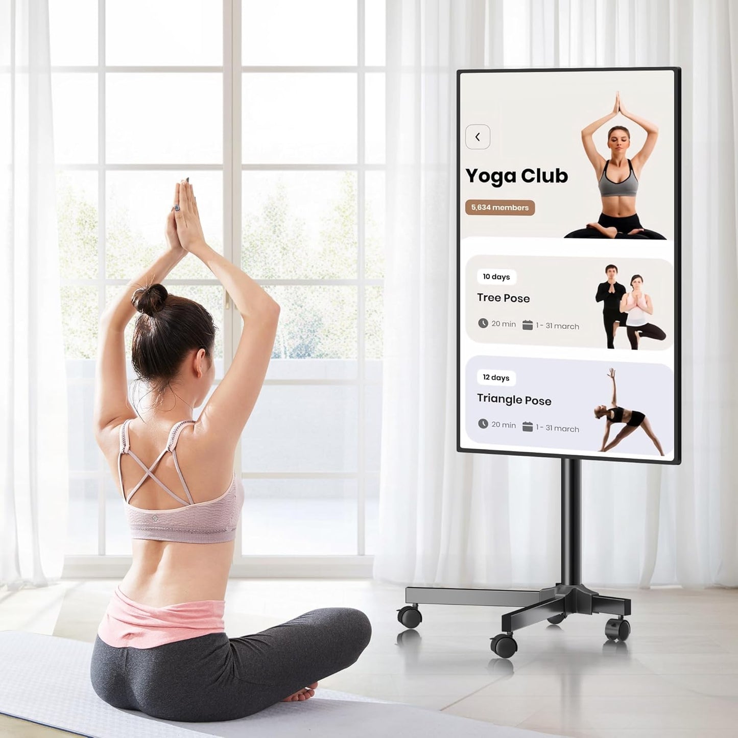 Mobile TV Carts, Rotating Rolling TV Stand on Wheels for 13-50" Flat/Curved Tvs Height Adjustable 30° Tilt Floor TV Stand Portable Monitor Stand Holds up to 44Lbs Max VESA 200X200Mm ML1350