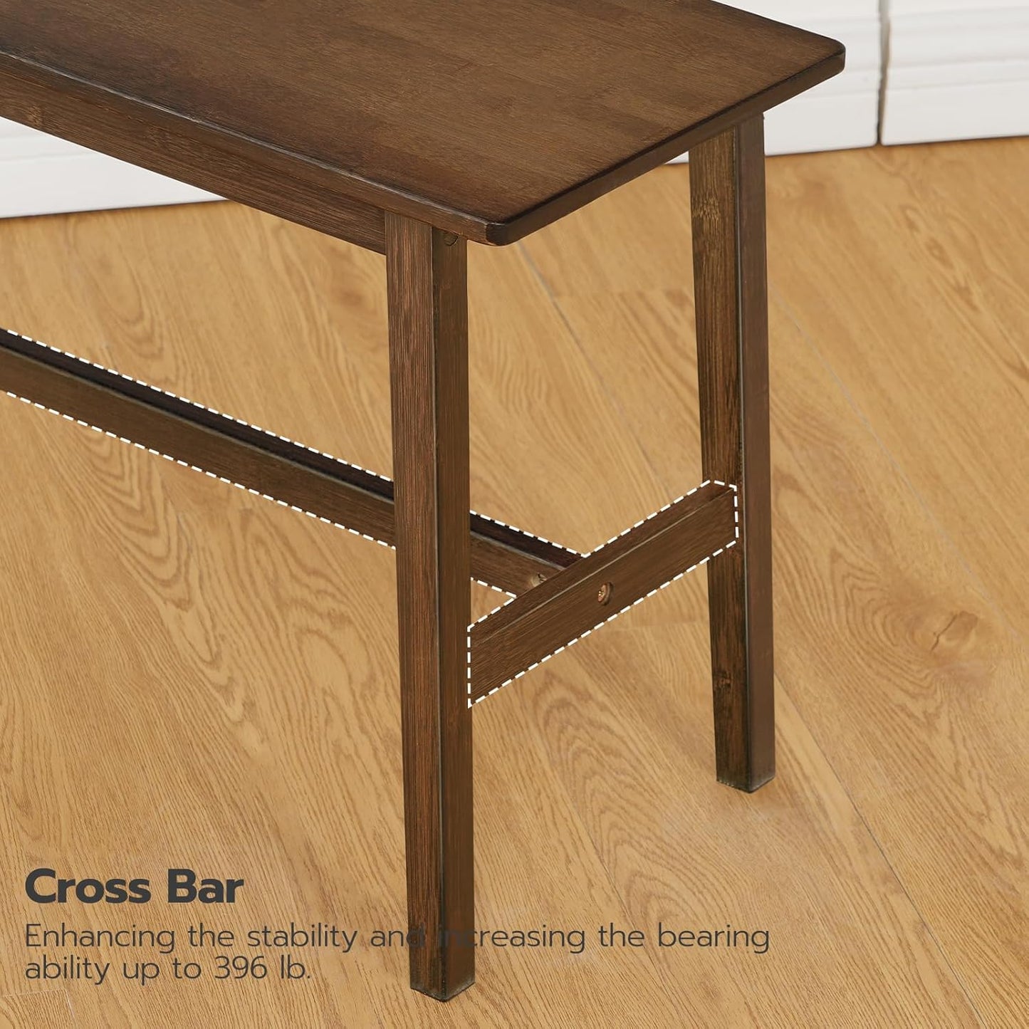 39.3'' Bamboo Dining Bench, Farmhouse Kitchen Table Bench, Kitchen & Living Room Furniture, Easy to Assemble, Sturdy and Stable, Mocha MA03CD01G2
