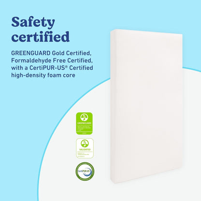 Premium Crib & Toddler Mattress – GREENGUARD Gold Certified, Machine-Washable OEKO-TEX STANDARD 100 Certified Cover with Waterproof Surface, Fits Any Standard Full Size Baby Crib & Toddler Bed
