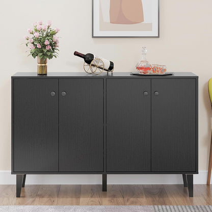 Sideboard Buffet Cabinet Kitchen Storage Cabinet Living Room 4 Doors Console Table (Black)