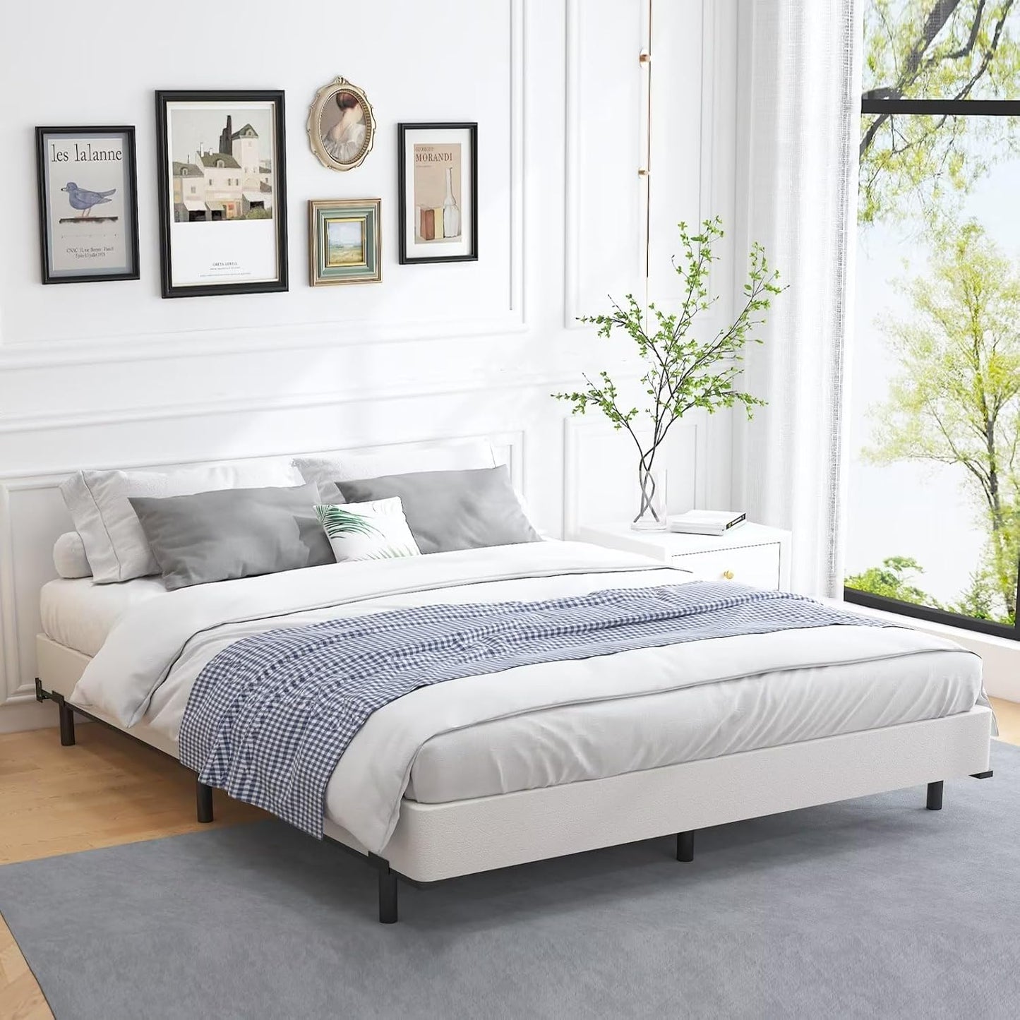 5 Inch Heavy Duty Metal Box Spring Mattress Foundation 3000Lbs Max Weight Capacity/Non-Slip/No Noise/Easy Assembly/Easy Clean Cover,King