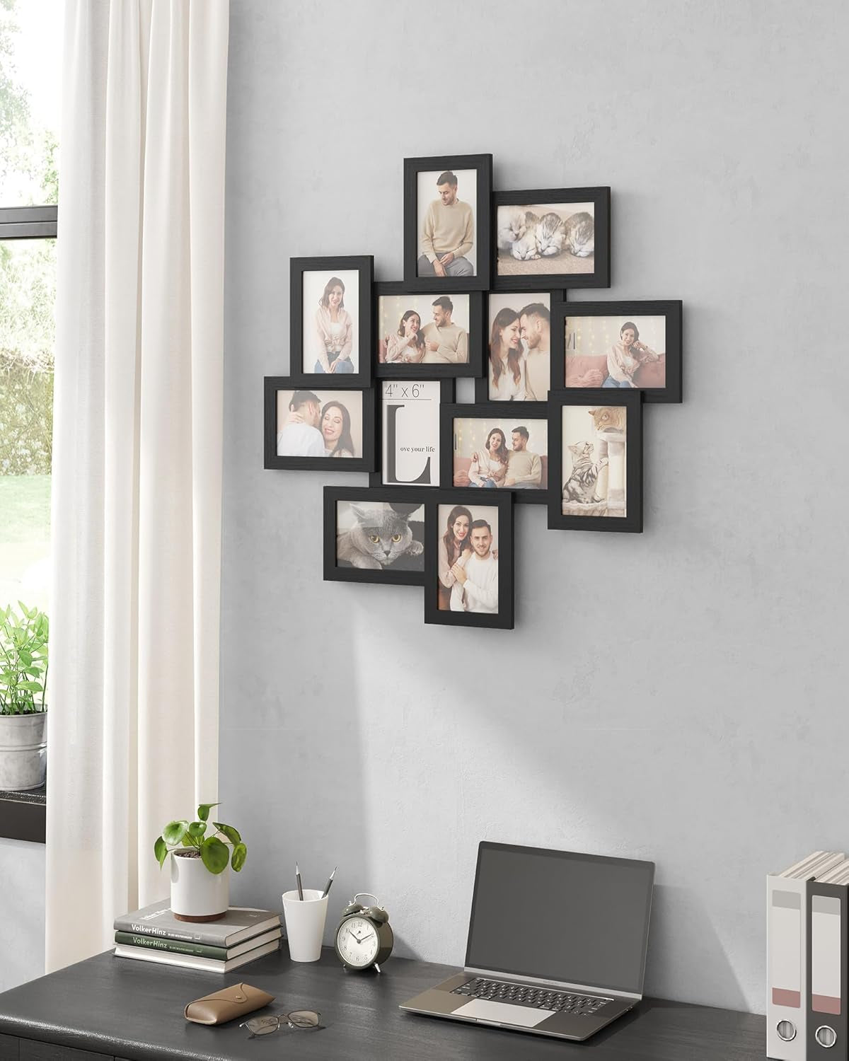 4X6 Collage Picture Frames, 12-Pack Photo Collage Frame for Wall Decor, Glass Front, Assembly Required, Ink Black URPF22BK
