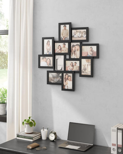 4X6 Collage Picture Frames, 12-Pack Photo Collage Frame for Wall Decor, Glass Front, Assembly Required, Ink Black URPF22BK