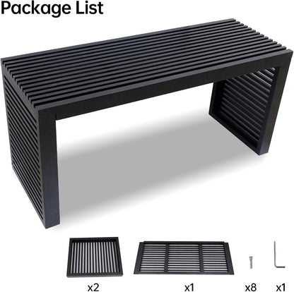 Bamboo Dining Bench, 35 Inch Entryway Bench, Indoor Kitchen Table Bench for Entryway Dining Room Living Room Bedroom End of Bed-Black