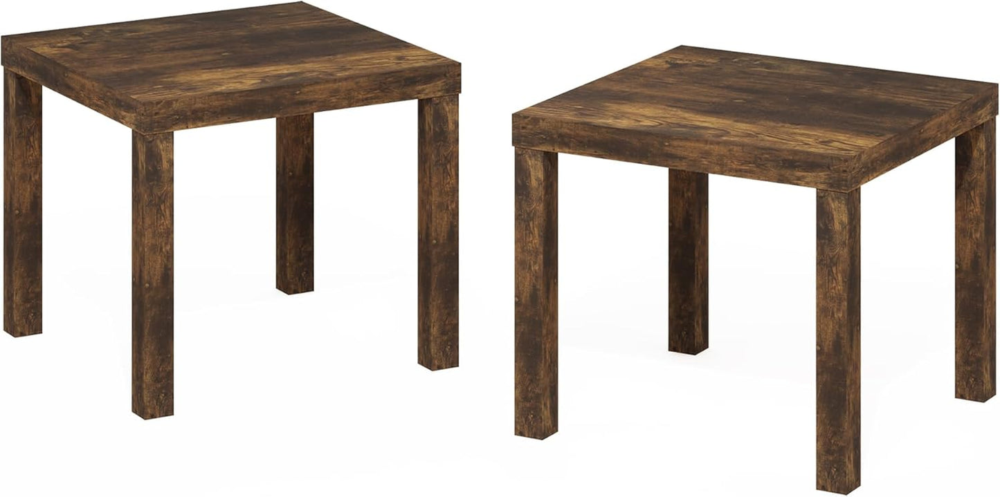 Classic Side Table Set of 2, Square End Table with Triple Thick Tabletop, Night Stand, Bedside Table, for Living Room, Bedroom, Amber Pine