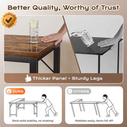 63 Inch L Shaped Desk with Power Outlets and USB-C Port, 0.95 Inch Thicker Desktop, Reversible Computer Desk, Larger Office Corner Gaming Desk, Metal Frame, for Home Office, Study, Rustic Brown
