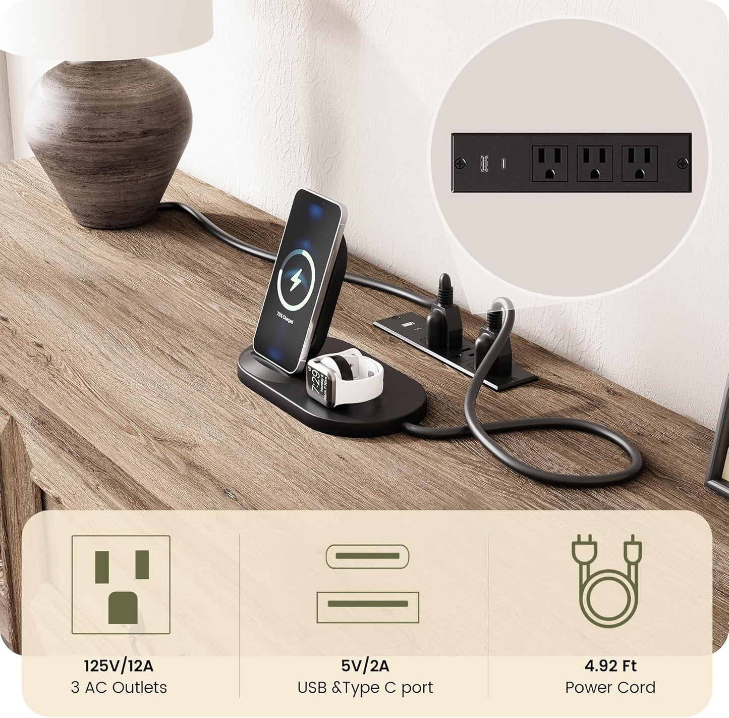 Farmhouse TV Stand for 65 Inch TV with Outlets, 59" Entertainment Center with 3 Drawers and 2 Storage Cabinet, Glass Doors and Adjustable Shelf, Console Tables for Living Room, Light Rustic Oak