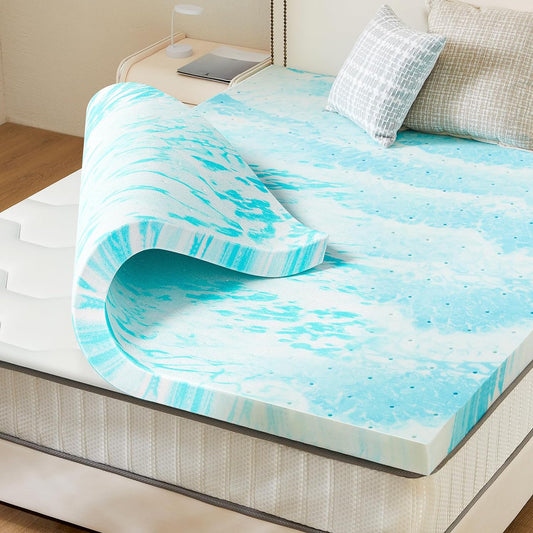 Mattress Topper Twin,3 Inch Thick Memory Foam Gel Infused Cooling Toppers Pad for Twin Size Bed, Sleeper Sofa, RV, Camper, Certipur US Certified, Ventilated and Breathable, Blue
