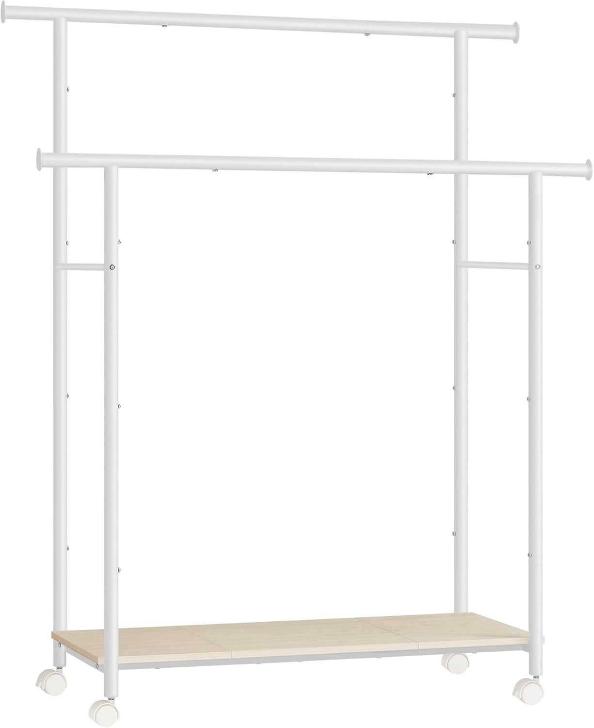 Clothes Rack with Wheels, Middle Rod Clothing Rack for Hanging Clothes, 38.8 Inches Garment Rack with Shelf, Height Adjustable, Loads up to 121 Lb, Rustic Brown and Ink Black UHSR153B01