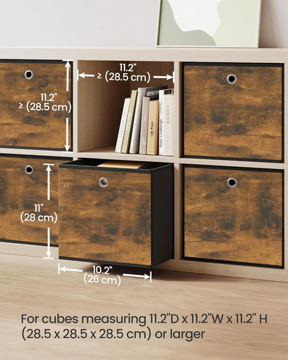 Storage Cubes, Set of 6 Storage Bins with Handles, Foldable Oxford Fabric and Non-Woven Fabric Storage Boxes, 10.2X10.2X11 Inches, Fit Cube Storage Unit, Rustic Brown URFB126B01