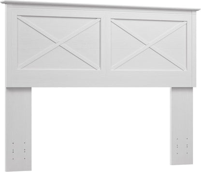 Full/Queen Headboard, Farmhouse X Design Head Board for Full or Queen Size Bed Frame, Frame and Mattress Not Included, Modern Bedroom Furniture, Key West Collection, Pure White Oak