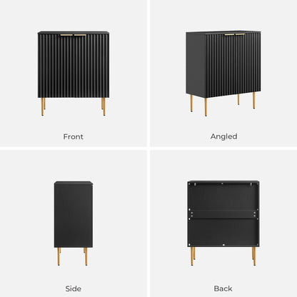Modern Entryway Sideboard - Credenza Buffet Cabinet Storage with 2 Doors & Adjustable Shelves, Accent Console Coffee Bar Table for Kitchen Living Room Hallway, Black
