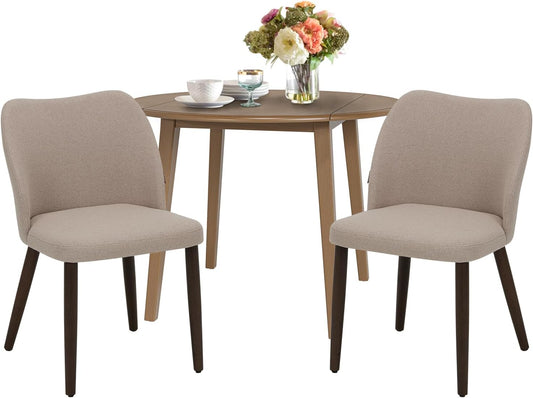 3-Piece Extendable Dining Table Set for 2, 36" Kitchen round Wood Table with 2 Wooden Dining Room Chairs,Light Brown/Camel
