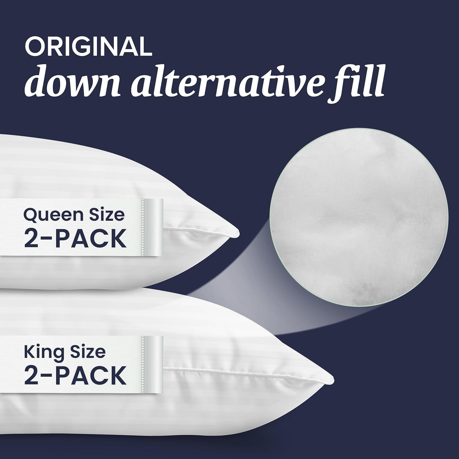 Bed Pillows King Size Set of 2 - down Alternative Pillow for Back, Stomach or Side Sleepers