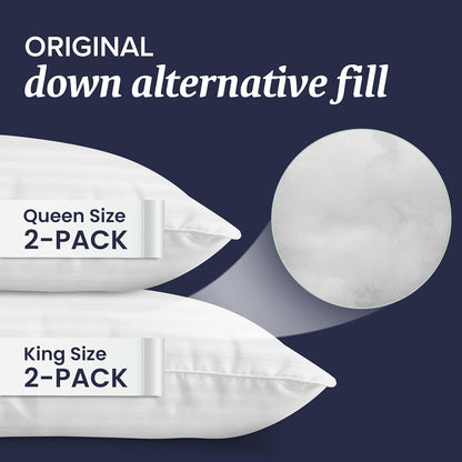 Bed Pillows King Size Set of 2 - down Alternative Pillow for Back, Stomach or Side Sleepers