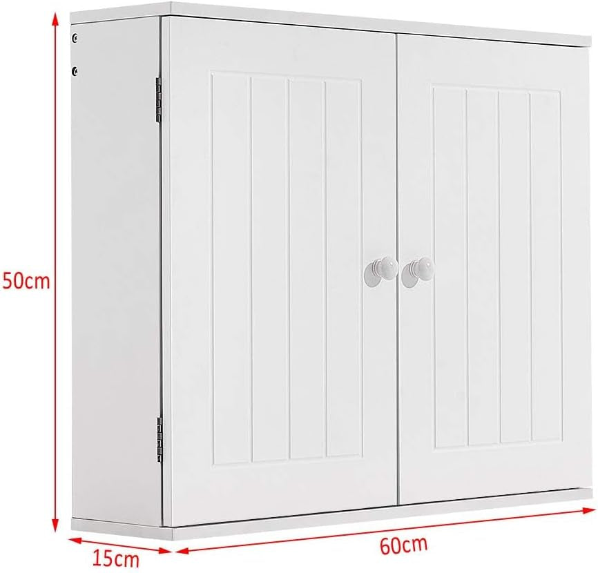 Bathroom Wall Cabinet with 2 Doors, over the Toilet Storage Organizer with Adjustable Shelf, Space Saving Wall Mounted Cabinet Cupboard Unit