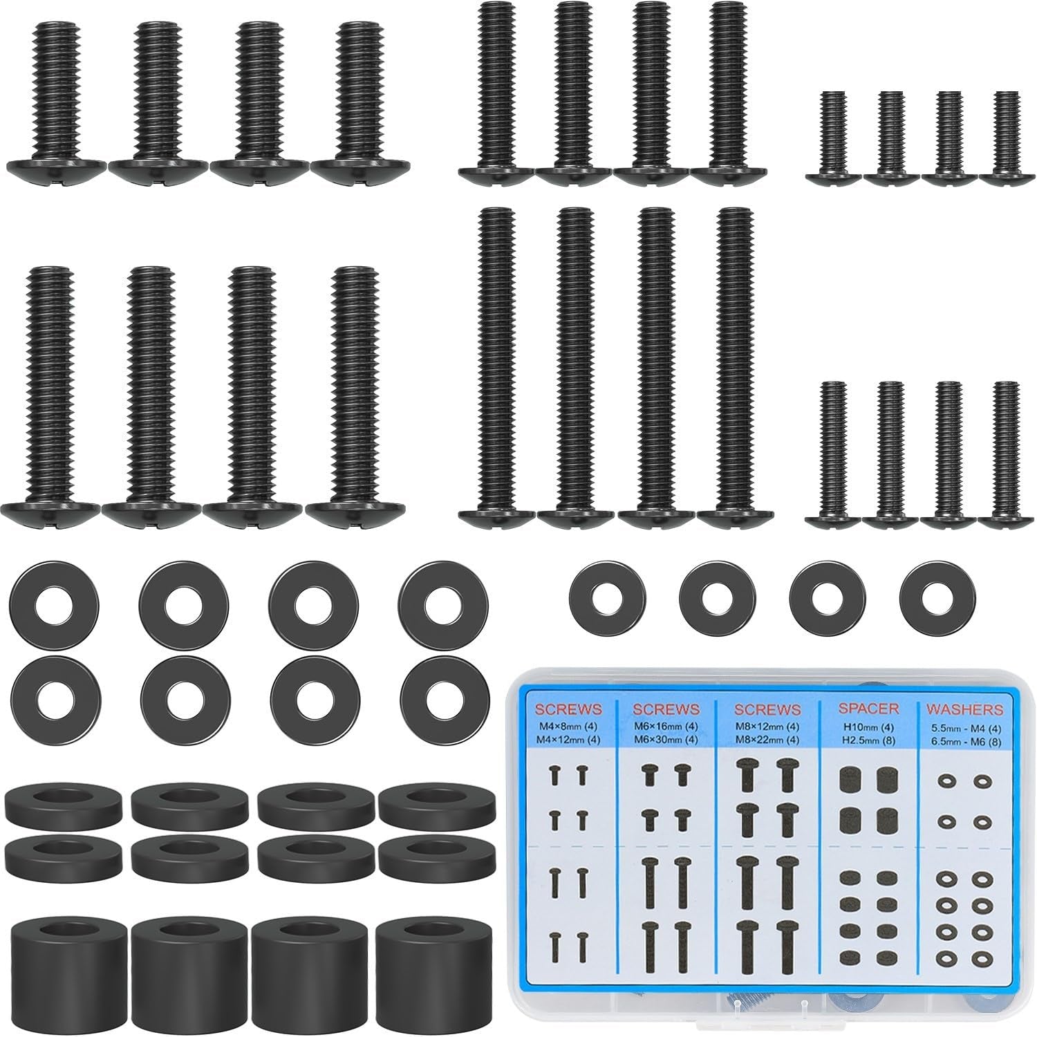 Universal TV Mounting Hardware Kit with Box, M4 M6 M8 Screws and Washers Spacers, Replacement Screws Set for Most Flat Curved TV Monitors, YD9041