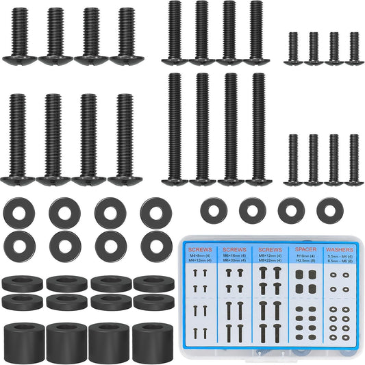 Universal TV Mounting Hardware Kit with Box, M4 M6 M8 Screws and Washers Spacers, Replacement Screws Set for Most Flat Curved TV Monitors, YD9041