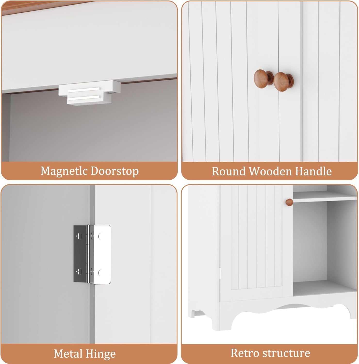 72" Kitchen Pantry Cabinet, Freestanding Storage Cabinets, Tall Food Pantry with Doors and Adjustable Shelves, Utility Floor Cabinet for Kitchen Dining Room Living Room, White
