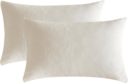 Muslin Pillowcases King Size 100% Cotton, 2 Pack Linen like Pillow Shams with Envelope Closure, Ultral Soft and Breathable Pillow Case Covers, White, 20" X 36", No Filling