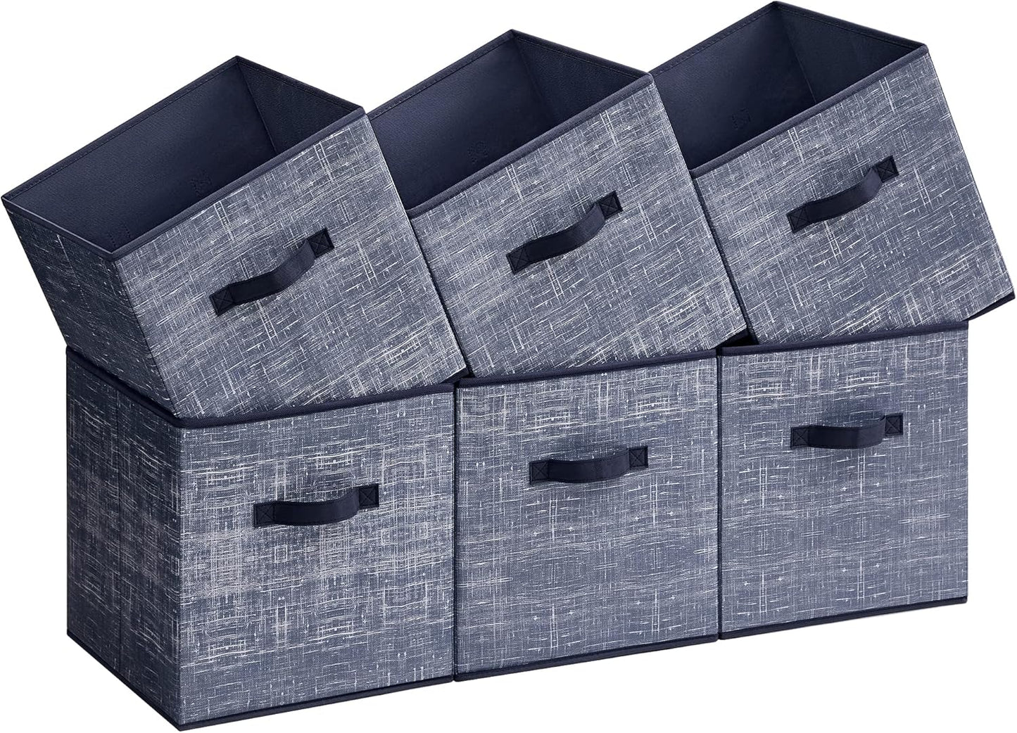 Storage Cubes, 13-Inch Non-Woven Fabric Bins with Double Handles, Set of 6, Closet Organizers for Shelves, Foldable, for Clothes, Cattail Gray UROB033G01