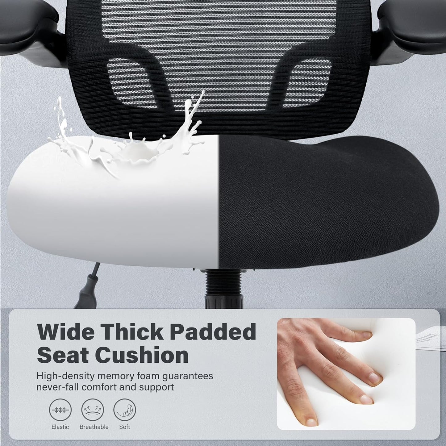 500Lbs Big and Tall Office Chair - Heavy Duty Mesh Ergonomic Desk Chair, High Back Computer Chair - Flip-Up Armrests, Wide Thick Seat Cushion, Quiet Wheels