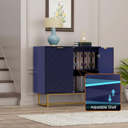 31.5'' Sideboard Buffet Cabinet with Storage, Navy Blue Accent Cabinet with Doors & Adjustable Shelf for Living Room & Kitchen (2 Doors)