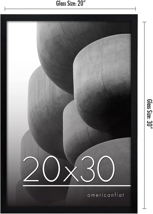 20X30 Poster Frame with Polished Plexiglass - Streamline Collection - Thin Border Picture Frame for Wall Display - Hanging Hardware Included - Black