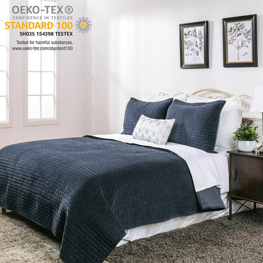 Bed Pillow Sham Royal Cotton Velvet Pic-Stitch Standard Pillow Sham - 20'' X 26'', Dusty Blue, 1 Piece