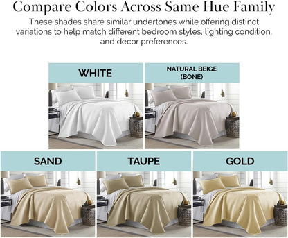 King Quilt Bedding Set with Shams, Coverlet Quilt King Size Bedspread, Luxury Bedding, Bed Spread for Kings/California Kings, Lightweight Quilted Coverlet, White Quilts
