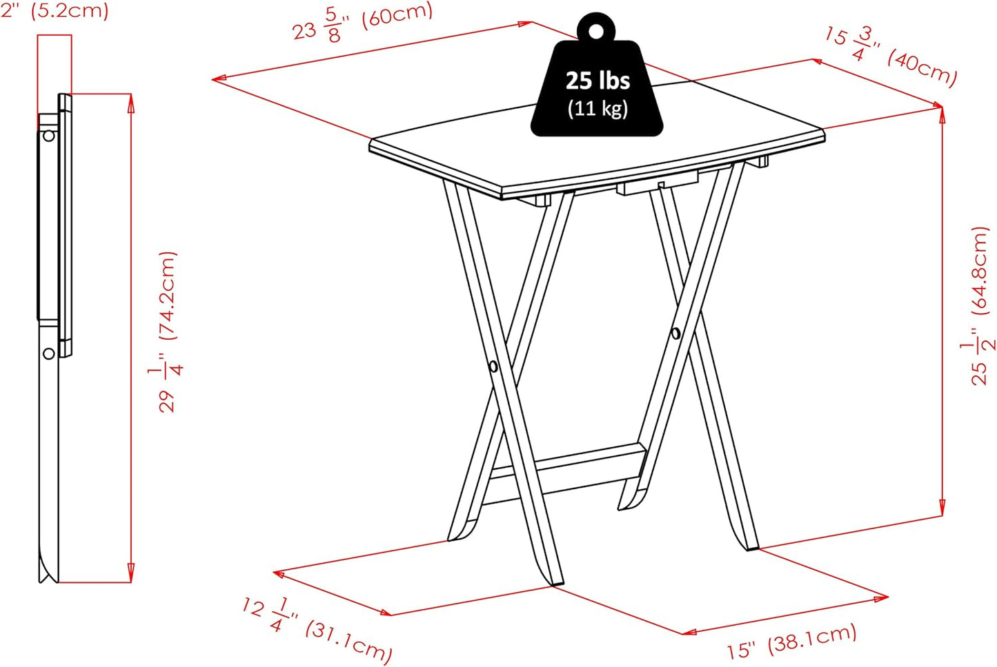 Dorian Oversized Snack Table Set, Oyster Gray (Brown Base) (Replace Color May Vary)., 23.62 X 15.75 X 25.51, 5Pc