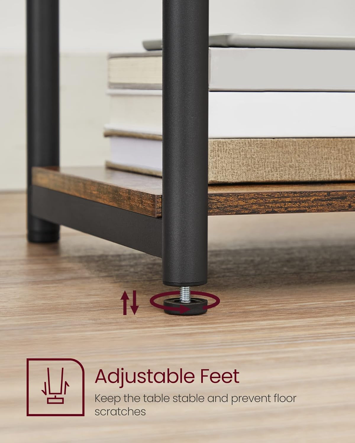 Side Table, Small End Table, Nightstand for Living Room, Bedroom, Office, Bathroom, Rustic Brown and Black ULET271B01